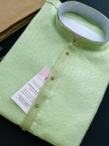 Pista Green Color Men Kurta Pajama in Raw Silk - Kaash