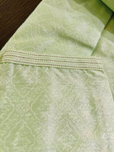 Pastel Pista Green men's kurta pajama in silk (non-pure) with self-weave designer material — Kaash Collection