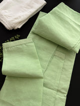 Pista Green Men’s Kurta Pajama in Raw Silk with Self Design - Kaash