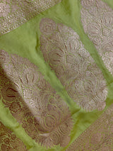 Pista Green Semi Mashru Silk saree in mashru silk (non-pure) with gold zari weave on semi mashru — Kaash Collection
