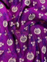 Plum Purple Banarasi saree in handloom banarasi mashru saree with muted gold zari on handloom mashru — Kaash Collection