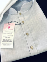 Powder Bluish White Color Premium Pure Linen Cotton Kurta Pajama Set for Men | Linen Cotton Men Kurtas | Pastel Color Kurta | Kurta for Men - Kaash