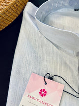 Powder Bluish White Color Premium Pure Linen Cotton Kurta Pajama Set for Men | Linen Cotton Men Kurtas | Pastel Color Kurta | Kurta for Men - Kaash