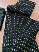 Black men's kurta pajama in premium silk with all-over sequin & embroidery on premium silk — Kaash Collection