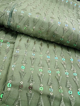 Green men's kurta pajama in premium silk with all-over sequin & embroidery on premium silk — Kaash Collection