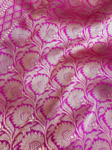 Pure Katan Silk Saree Fenugreek Color with Hot Pink Color Border and Pallu - Kaash