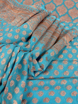 Pure Khaddi Georgette Banarasi Silk Saree in Pastel Blue with Copper Zari - SILK MARK CERTIFIED - Kaash