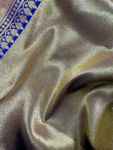 Purple & Blue Half-and-Half Banarasi saree in banarasi silk with half and half with gold zari — Kaash Collection