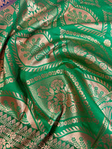 Purple and Green Soft Katan Silk Saree - Kaash