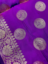 Purple Banarasi Silk Chakra Designer Dupatta with black tassels | Light Weight Dupatta | Benarasi Dupatta | Gift For Her | Kaash Collection - Kaash