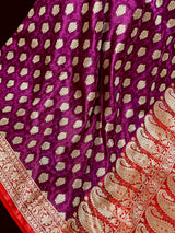 Purple Banarasi Tanchoi Silk Saree | Handloom Zari Weaving - Kaash