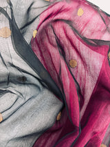 Purple & Black Matka Muslin Jamdani Saree - Kaash