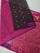 Purple & Black Matka Muslin Jamdani Saree - Kaash