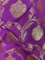 Purple Banarasi Floral Soft Silk dupatta in soft silk (non-pure) with floral jaal with muted gold zari — Kaash Collection