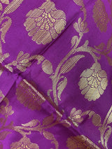 Purple Color Banarasi Floral Soft Silk dupatta with Muted Gold Zari Weaving | Light Weight Dupatta | Silk Dupatta | Stole | Gift For Her - Kaash