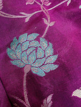 Purple Color Banarasi Handloom Semi Soft Silk Saree - Kaash