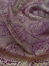 Purple Color Banarasi Semi Georgette Dupion Soft Silk with Floral Meenakari Work - Kaash