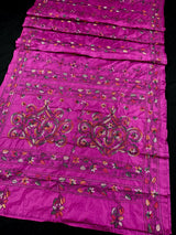 Purple with Pink Tint hand Kantha stitch saree on Bangalori silk — Kaash Collection