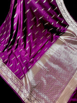 Purple Color Mashru Silk Handloom Saree with Muted Gold Zari - Kaash
