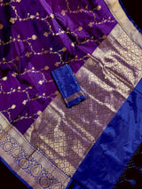 Purple Color Pure Katan Silk Saree with Gold Zari Weave - Kaash