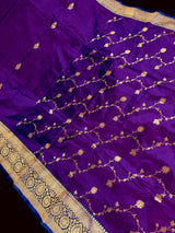 Purple Color Pure Katan Silk Saree with Gold Zari Weave - Kaash