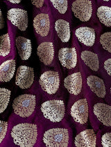 Purple Color Semi Crushed Banarasi Silk Handloom Saree - Kaash