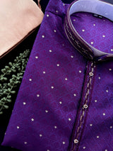 Purple Eggplant Color Men Kurta Pajama - Kaash