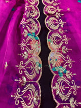 Purple Pink soft organza dupatta with embroidery, sequin, zari & floral prints — Kaash Collection