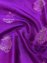 Silk Mark Certified Purple Pure Kanjivaram with Teal Green saree in pure kanjivaram soft silk with butta motifs with contrast teal green pallu — Kaash Collection