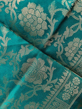 Rama Green Banarasi Floral Designer dupatta in banarasi silk (non-pure) with floral jaal designer with muted gold zari — Kaash Collection