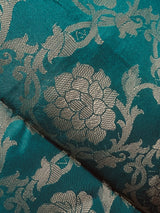 Rama Green Banarasi Silk Floral Designer Dupatta with Muted Gold Zari| Light Weight Dupatta | Stole | Scarf | Benarasi Dupatta - Kaash