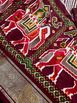 Rani Mukherjee Inspired Rust Color Soft Gajji Silk Saree with Patola Design | Printed Lehariya Patola design with Elephant Motifs - Kaash