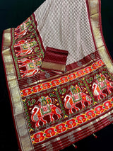 Rani Mukherjee Inspired Rust Color Soft Gajji Silk Saree with Patola Design | Printed Lehariya Patola design with Elephant Motifs - Kaash