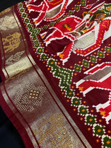 Rani Mukherjee Inspired Rust Color Soft Gajji Silk Saree with Patola Design | Printed Lehariya Patola design with Elephant Motifs - Kaash