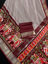 Rani Mukherjee Inspired Rust Color Soft Gajji Silk Saree with Patola Design | Printed Lehariya Patola design with Elephant Motifs - Kaash