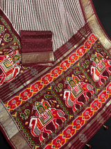 Rani Mukherjee Inspired Rust Color Soft Gajji Silk Saree with Patola Design | Printed Lehariya Patola design with Elephant Motifs - Kaash