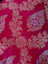 Rani Pink Banarasi saree in handloom banarasi silk with silver & gold zari floral jaal — Kaash Collection