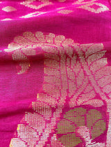 Rani Pink Color Linen blend with Cotton Silk Handloom Saree with Minakari Work | Linen Saree | Gift for Her | Kaash Collection - Kaash