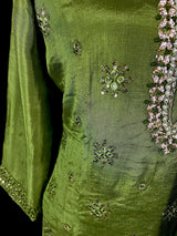 Readymade 3pcs Suit in Mehandi Green Color For Women with Handwork - Kaash