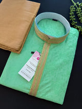 Readymade Green Color Men Kurta Pajama for Men with Intricate Self Design - Kaash