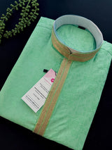 Readymade Green Color Men Kurta Pajama for Men with Intricate Self Design - Kaash