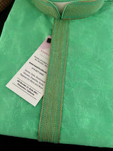 Readymade Men's Stylish Green Color Kurta Pajama for Men with Intricate Self Design - Kaash