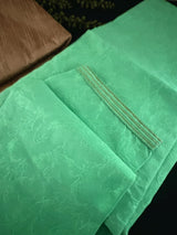 Readymade Men's Stylish Green Color Kurta Pajama for Men with Intricate Self Design - Kaash