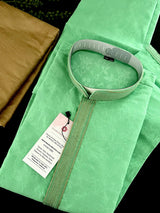 Readymade Men's Stylish Green Color Kurta Pajama for Men with Intricate Self Design - Kaash