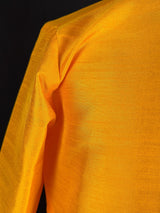 Readymade Mustard Yellow Color Raw Silk Men Short Kurta - Kaash