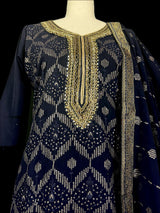 Navy Blue readymade salwar kameez for women — pure georgette kameez, pant bottom, soft georgette silk dupatta — Kaash Collection