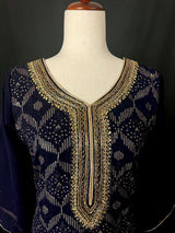 Navy Blue readymade salwar kameez for women — pure georgette kameez, pant bottom, soft georgette silk dupatta — Kaash Collection