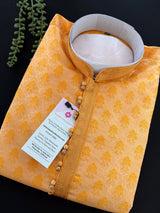 ReadytoWear Mango Yellow Color Men Kurta for Party, Festival and Wedding Mens Wear - Kaash