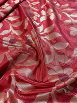 Red and Black Color Handloom Linen Jamdani Silk Saree with Striped Borders | Gold Zari Weaving | Linen Saree | Jamdani Sarees - Kaash