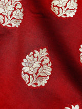 Red Banarasi Silk Saree | Bottle Green Blue Border, Meenkari Work, Soft Drape - Kaash